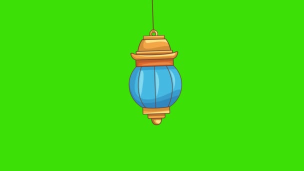 Ramadan Islamitische Lantaarn Animatie Een Groen Scherm Ramadan Lantaarn Hangt — Stockvideo