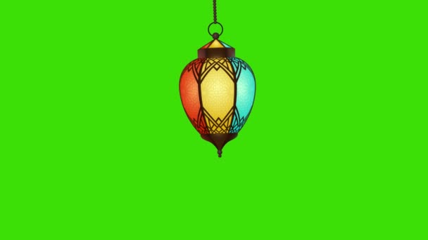 Рамадан Ісламський Ліхтар Анімації Зеленому Екрані Ліхтар Рамадан Звисає Зверху — стокове відео