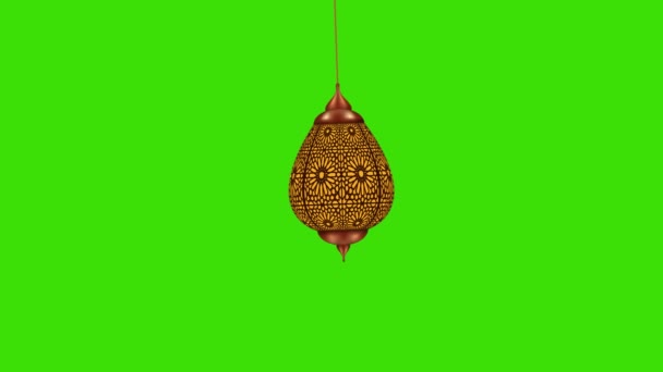 Рамадан Ісламський Ліхтар Анімації Зеленому Екрані Ліхтар Рамадан Звисає Зверху — стокове відео