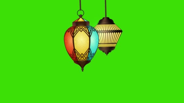 Animação Lanterna Islâmica Ramadã Uma Tela Verde Lanterna Ramadan Pendura — Vídeo de Stock