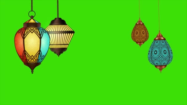 Ramadan Islamska Animacja Latarni Zielonym Ekranie Latarnia Ramadan Wisi Góry — Wideo stockowe