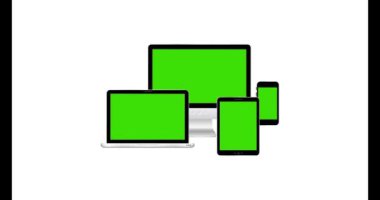 Modern cihazlar: PC, laptop, tablet bilgisayar, yeşil ekranlı akıllı telefon. Model Canlandırması