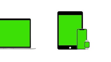 Modern cihazlar: PC, laptop, tablet bilgisayar, yeşil ekranlı akıllı telefon. Model Canlandırması
