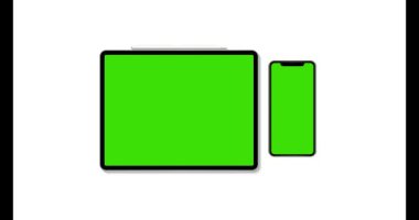 Modern cihazlar: Tablet bilgisayar, yeşil ekranlı akıllı telefon. Model Canlandırması