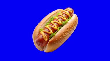 Mavi ekranda Burger Animasyon restoran menüsü, yeşil ekran