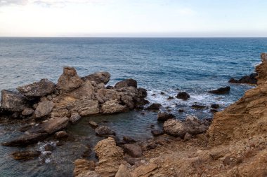 Yunan adası Girit 'teki Preveli' nin Palm Beach 'i
