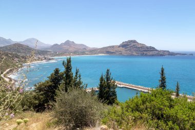 Yunanistan 'ın Girit kentindeki Plakias Körfezi' nde Görünüm