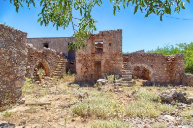 a house in the abandoned village of Ardana on the island of Crete (Greece) clipart