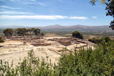 Yunanistan 'ın Akdeniz adası Girit' teki Phaistos Sarayı arkeolojik sahasına (Yunanistan)