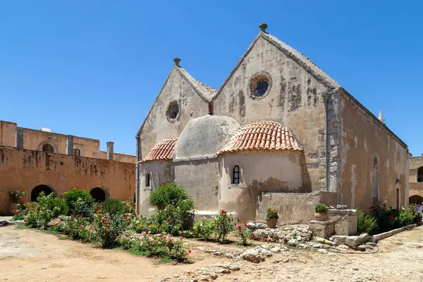 stock image Arkadi or Moni Arkadiou monastery on the island of Crete (Greece) - famous Greek Orthodox monastery, symbol of Cretan freedom