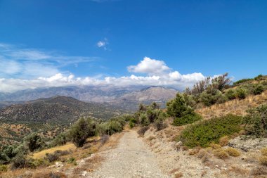 a hiking path in the region of Rethimou-Agias Galinis Ag. Vasilios, in southern Crete, Greece. The majestic peaks of the Ida Mountains can be seen in the background clipart