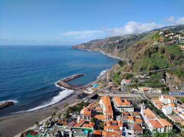 View of the cliffs of Madeira near the town of Ribeira Brava (Madeira, Portugal) clipart