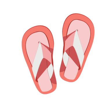 Düz teknik vektör illüstrasyonunda şık plaj terlikleri