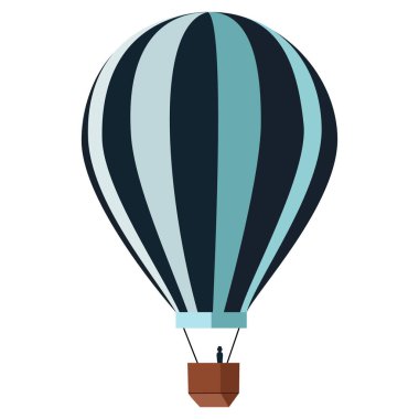 Düz teknikte sıcak çizgili hava balonu. Vektör illüstrasyonu
