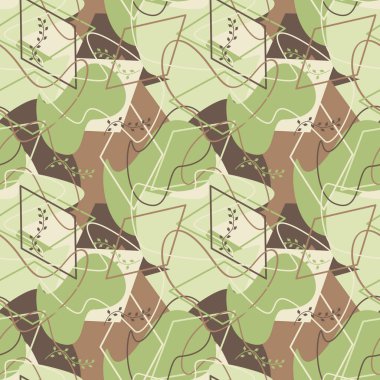 Şekiller, çizgiler ve vektör illüstrasyonuyla kusursuz soyut geometrik desen