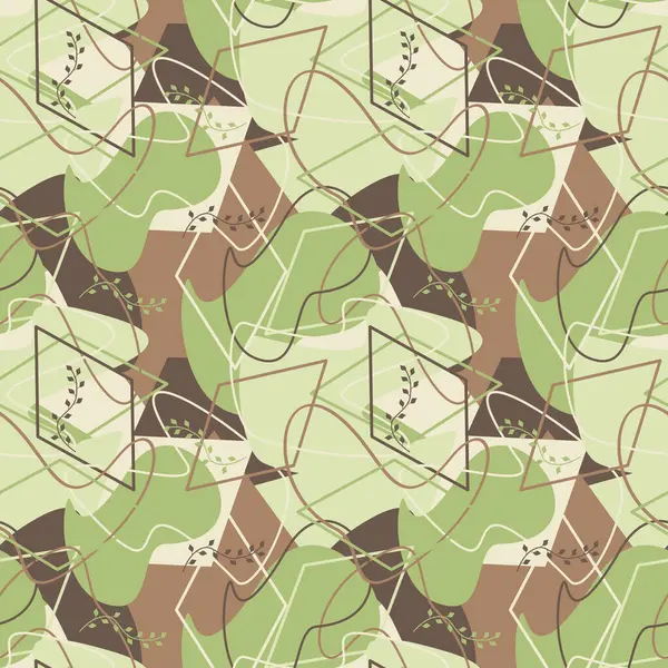 Şekiller, çizgiler ve vektör illüstrasyonuyla kusursuz soyut geometrik desen