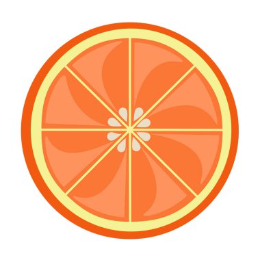 Portakal meyvesi çizimi. Portakal dilimlerinin düz vektör çizimi
