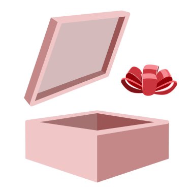 Kapaklı ve yay vektör illüstrasyonlu hediye kutusu