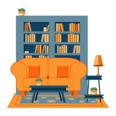 Mobilya vektörü illüstrasyonlu iç tasarım