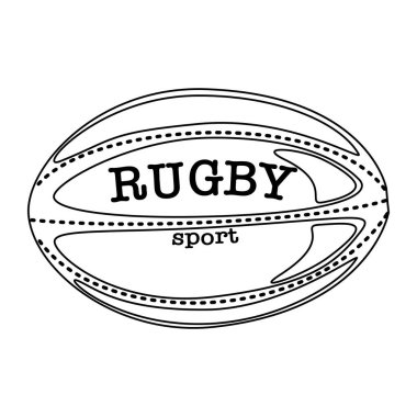 Karalama stili vektör illüstrasyonunda ragbi topu spor ekipmanları