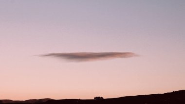 sunset sky with lenticular cloud, Christchurch, New Zealand clipart