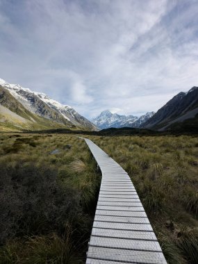Alplerin ve dağların güzel manzarası, Cook Ulusal Parkı, Güney Adası, Yeni Zelanda