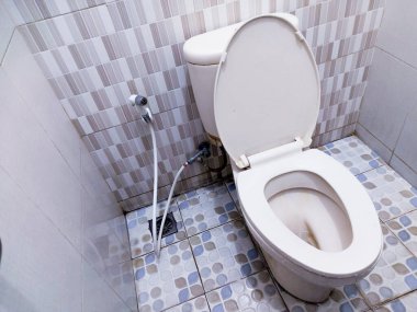 Tuvalet kapağı banyoda.