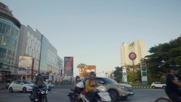 Indonesië December 2023 Druk Verkeer Straat Drukte Van Stad Als — Stockvideo