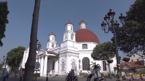 Semarang Endonezya Aralık 2023 Tarihi Semarang Şehrinde Antik Bir Kilise — Stok video
