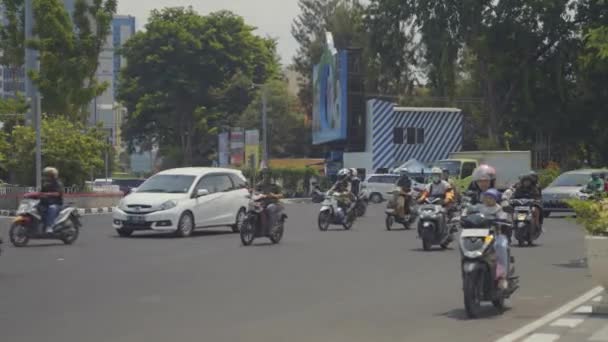 Semarang Indonesië December 2023 Zwaar Verkeer Tijdens Werkuren Stad Semarang — Stockvideo