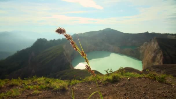Lago Vulcão Manhã Tiro Kelimutu Indonésia — Vídeo de Stock