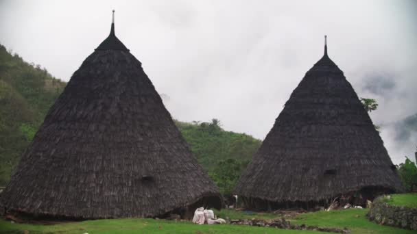 Tradiční Dům Wae Rebo Indonésie Krásná Vesnice Horách — Stock video