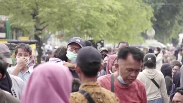 Malioboro Jogjakarta Indonésie 2022 Dav Lidí Kteří Chodí Městě Mnoho — Stock video