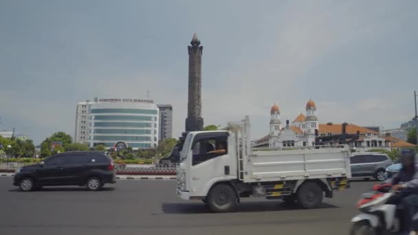Semarang Indonesia Dicembre 2023 Traffico Intenso Durante Orario Lavoro Nella — Video Stock
