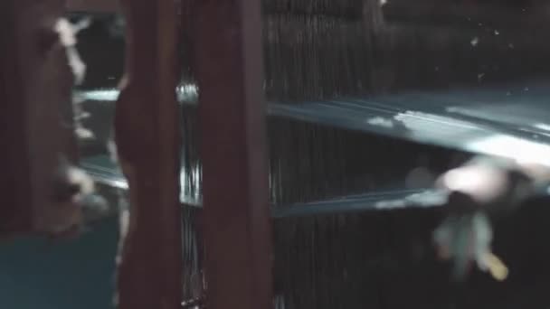 伝統的な綿織機 ヴィンテージハンド織機 — ストック動画
