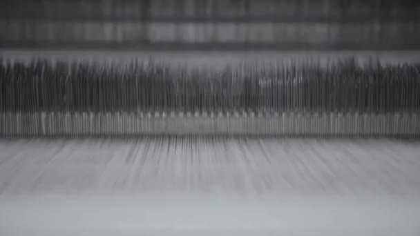 Webfadenmaschine Die Automatisch Einer Textilfabrik Arbeitet — Stockvideo