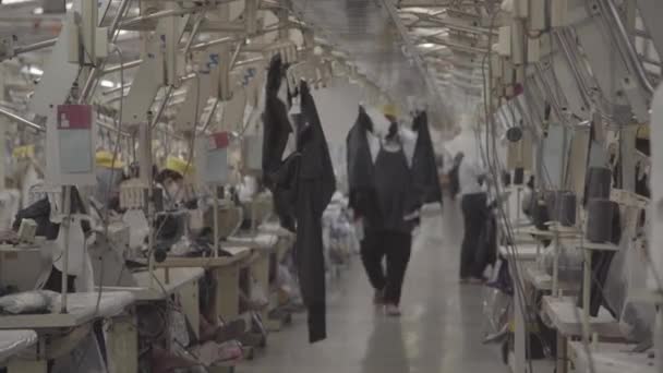 Клатен Індонезія Лютого 2022 Року Конвеєрна Система Текстильній Промисловості — стокове відео