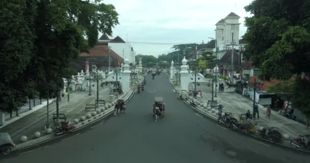Yogyakarta Indonesia Maret 2021 Pandangan Drone Tentang Andong Transportasi Tradisional — Stok Video