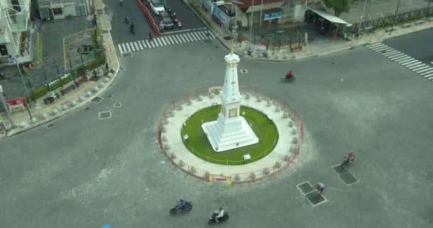 Yogyakarta Indonesien Juli 2020 Drönare Syn Monumentet Tugu Jogja Med — Stockvideo