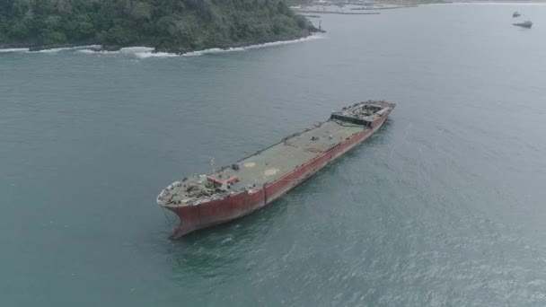 Pacitan Endonezya Ağustos 2019 Bir Tanker Gemisinin Hava Görüntüsü Supertanker — Stok video