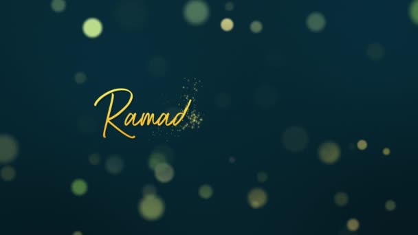 Rajzszöveg Ramadan Kareem Köszöntő Videó Színes Bokeh Háttér — Stock videók