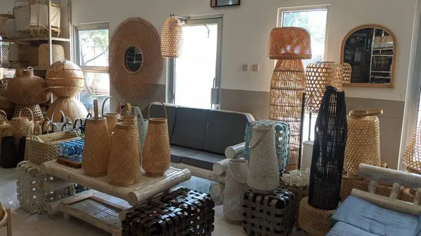 Many kind bamboo crafts from Indonesia are located in the showroom