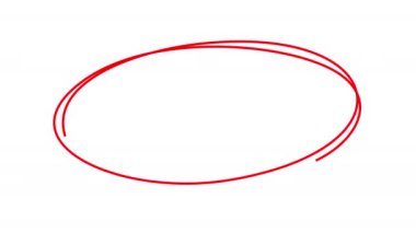 Oval çerçeve el çizimi, yuvarlak seçim, kırmızı daire çizimi animasyon. Düzensiz daire çizimi