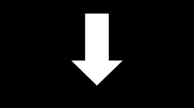 Siyah arka planda hareketli bir ok. Ok animasyon aşağı hareket.