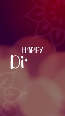Animated Happy Diwali greeting featuring ornament and background bokeh particles.