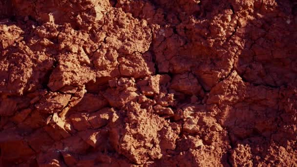 Червоний Натуральний Глиняний Бруд Фон Сонце Сяє Марсіанська Атмосфера — стокове відео