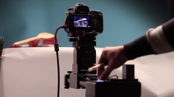 Φωτογραφική Μηχανή Μια Μηχανοκίνητη Κύλιση — Αρχείο Βίντεο