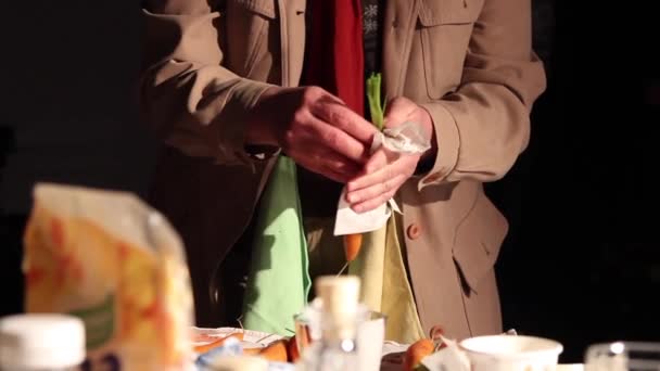 Uscarea Morcovului Șervețel Hârtie Pregătirea Alimentelor — Videoclip de stoc