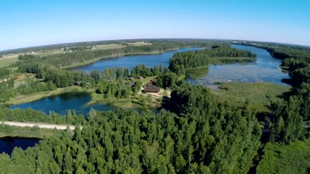 Aerial Drone Shot Beautiful Campsite Which Located Island Lake — Stock Video