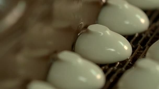 Στατική Αργή Κίνηση Μακρο Πλάνο Των Λευκών Marshmallows Που Καλύπτονται — Αρχείο Βίντεο
